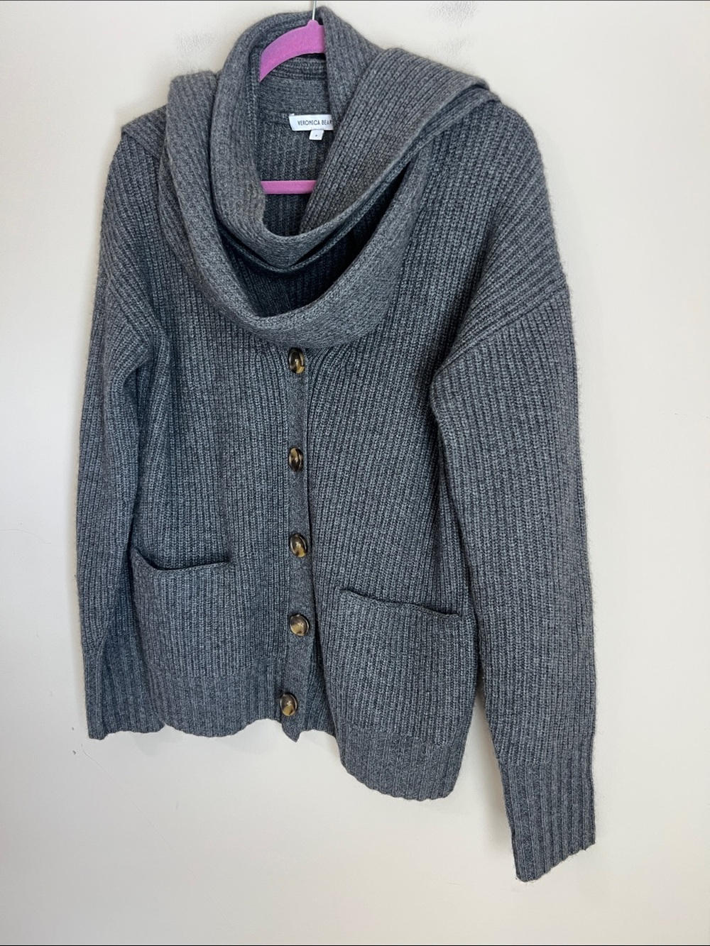 Veronica Beard Scarf Cashmere Wool Cardigan Sweater Womens Small Oversized - Picture 6 of 12